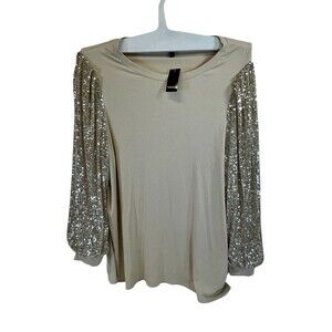 NWT Torrid‎ Woman's Holiday Gold Sequin Long Sleeve  Top Champagne Sz 5X